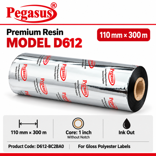 Premium Resin-D612,110mmx,300mtr.,1 inch core,without notch,Ink out